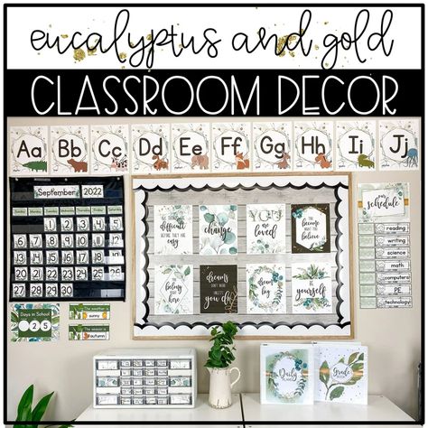 Gold Classroom Decor, Nature Inspired Classroom, Calming Classroom Decor, Class Birthday Display, Calming Classroom, Elementary Classroom Themes, Calm Classroom, Classroom Decor Bundle, Birthday Display