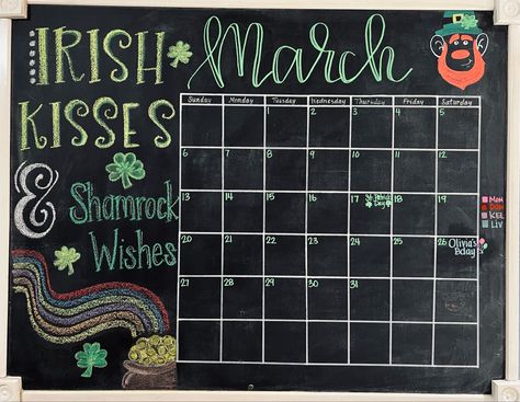 March Chalkboard Ideas Calendar, March Whiteboard Calendar Ideas, February Chalkboard Calendar, March Chalkboard Calendar, Chalkboard Calendar Ideas, Blackboard Calendar, Calendar Chalkboard, Whiteboard Drawings, Calender Ideas