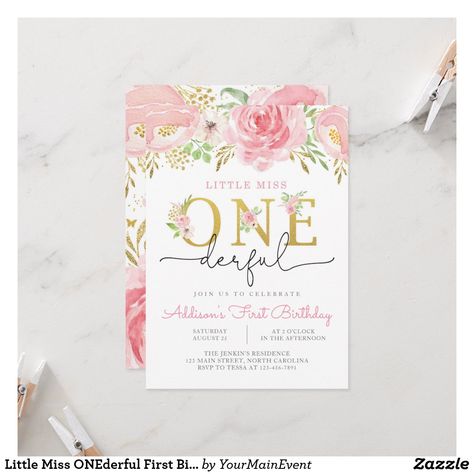 Little Miss ONEderful First Birthday Invitation Little Miss Onederful Birthday Girl, First Birthday Party Invitations, Little Miss Onederful, Onederful Birthday, Girl 1st Birthday, First Birthday Invitations, 1st Birthday Girls, First Bday, Fathers Day Cards