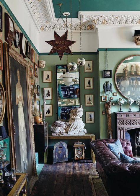 A gothic, antiques-filled Victorian apartment in Lowestoft - Homes and Antiques Victorian Apartment, Two Bedroom House, Living Room Decor Inspiration, A Living Room, Apartment Living Room, Eclectic Decor, Apartment Living, Colorful Decor, Vintage Decor