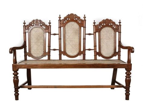 An antique three-seater sofa with solihiya Early 20th century ... Philippine Decor, Filipino Furniture, Landscape Practice, Color Bathroom Design, Heritage Furniture, Room Wall Colors, Rustic Bedroom Decor, Floor Tile Design, Antique Modern