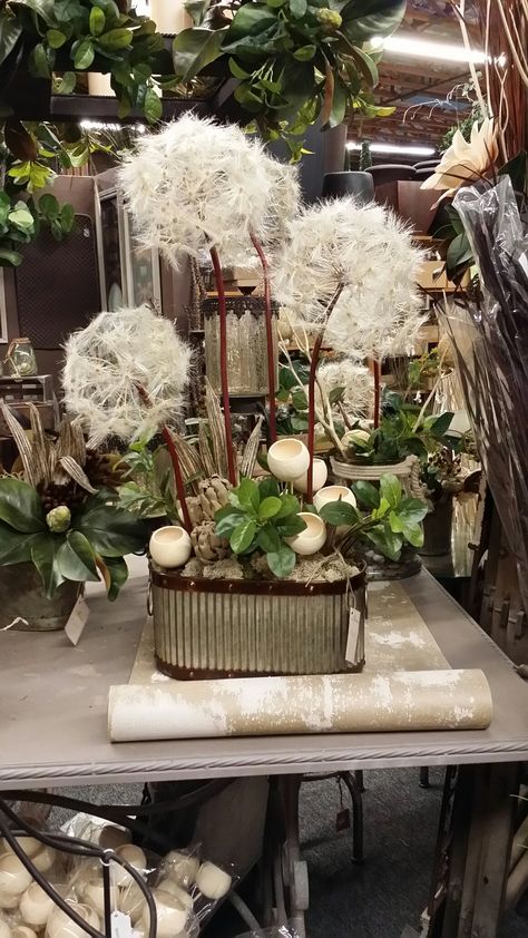 Artificial Dandelion arrangement from Askren and Sons in Tucson Dandelion Arrangement, Dandelion Puffs, In Memory Of Dad, Dandelion Flower, Cowboy Up, Flower Display, Artificial Flower Arrangements, Navy Gold, Make A Wish