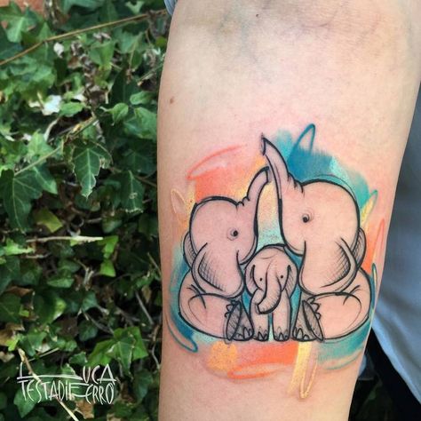 Elephant Family Tattoo by Luca Testadiferro Elephant Family Tattoo, Sketch Tattoos, Family Tattoo, Elephant Family, Graphic Elements, Animal Tattoos, Tattoo Artist, Cartoon Characters, Pop Culture