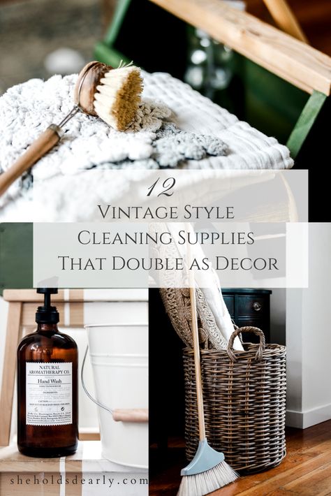 French Cleaning Products, Pretty Cleaning Supplies, Organizing Cleaning Products, Minimal Cleaning Supplies, Product Styling Ideas, Minimalist Cleaning Supplies, Vintage Organization, Best Cleaning Supplies, Vintage Cleaning