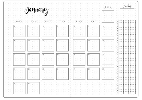 Your 5 Diy Habit Tracker, Daily Habit Tracker Bullet Journal, Monthly Habit Tracker Bullet Journal, Bullet Journal Calendar Printable, Tracker Bullet Journal Template, Habit Tracker Bullet Journal Printable, Monthly Planner Bullet Journal, Journal Ideas Monthly, Bullet Journal Yearly Spread