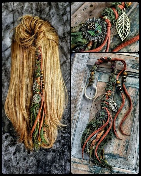 Academia Wardrobe, Boho Hair Wrap, Witch Hair, Dread Wraps, Estilo Hippy, Viking Hair, Hippie Hair, Sopot, Festival Hair