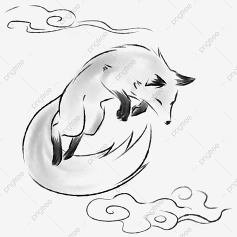 White Fox Drawing, Fox Tattoo Sketch, Asian Fox, Fox Sketch, Ink Animals, Fox Tattoo Design, Japanese Fox, Drawers Design, Fox Drawing