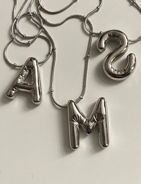 Stainless Steel Bubble Letter Necklace*Silver Balloon Initial Name Pendant*Personalized Custom Gift for Her*3D Letter Necklace*Birthday Gift Materials :Stainless Steel  *A symbol of perfection and durability, non-tarnish steel jewelry offers elegance and grace together. Classic, modern, sporty or bohemian, non-tarnish steel jewelry appeals to all tastes and complements your style by adapting to every outfit and every environment. *Made of quality steel material, these jewelry offers years of use Bubble Letter Necklace, Letter Necklace Silver, M Necklace, Bubble Letter, Silver Balloon, Name Pendant, Initial Gifts, Initial Name, Bubble Letters