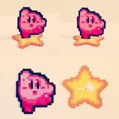 Kirby Crafts, Star Perler, 3d Pokemon, Perler Projects, Hamma Beads Ideas, 1 Pixel, Easy Perler Bead Patterns, Pixel Beads, Melty Bead Patterns