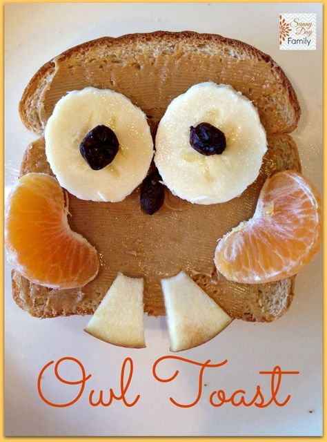 Owl Toast: Quick, easy, & healthy treat for breakfast or snack! Mummy Project, Preschool Cooking, Clementine Orange, Healthy School Snacks, Cheap Clean Eating, Healthy Eating Snacks, Kid Snacks, Quick Healthy Snacks, Kid Food