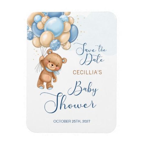 $6.10 | Bear Balloons Baby Shower Save the Date | Baby Shower Invitations | baby shower, teddy bear, boy baby shower, boy bear baby shower, baby shower save the date, save the date, balloons, teddy bear boy, boy, baby shower gift magnet Save The Date Baby Shower Invitation, Baby Shower Save The Date, Baby Shower Templates, Save The Date Magnets, Baby Bear Baby Shower, Save The Date Invitations, Baby Shower Balloons, Zazzle Invitations, Baby Boy Shower