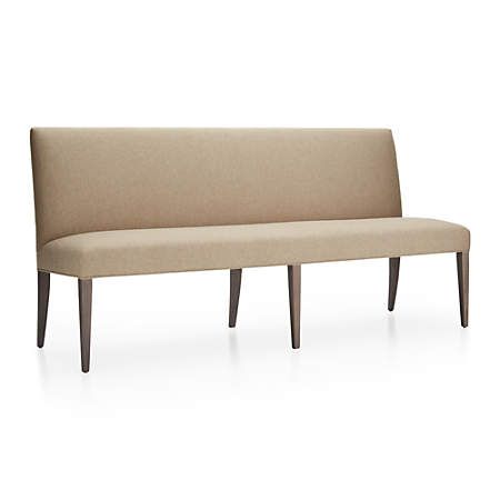 Miles 75" Upholstered Grand Dining Banquette Bench + Reviews | Crate and Barrel Dining Bench With Back, Dining Banquette Bench, Settee Dining, Custom Dining Room, Banquette Bench, Upholstered Banquette, Upholstered Settee, Upholstered Dining Bench, Dining Banquette