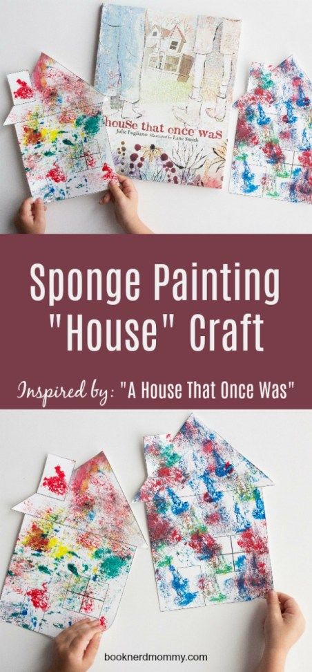 kids craft, book craft, a house that once was, sponge painting, preschool #kidscraft #preschool #bookcraft #spongepainting House Activity For Preschool, Family Art For Toddlers, Building Crafts For Preschool, Building Preschool, Preschool Families Activities, Painting Preschool, Family Crafts Preschool, Preschool Building, Preschool Family Theme