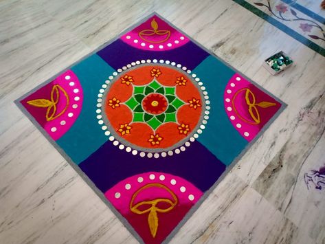 Rangoli Design In Square Shape, Square Shape Rangoli Design For Diwali, Rectangle Shape Rangoli Design, Easy Rangoli Designs Square, Simple Square Rangoli Designs, Rangoli In Square Shape, Rangoli Designs In Square Shape, Square Rangoli Design Easy, Rectangle Rangoli Designs