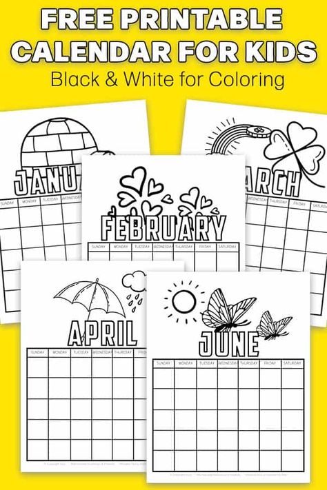 Kids Monthly Calendar, Editable Monthly Calendar Template Free Printable, Coloring Calendar 2024, Kids Calendar Printable Free, Kids Calendar Ideas Diy, Free Monthly Calendar Printable, Calendar Activities For Kids, Monthly Coloring Pages, School Calendar Printables