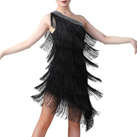 Amazon.com: Women Sequin Tassel Fringe Flapper Dress 1920s Gatsby Asymmetrical One Shoulder Dance Dress Rhinestone Salsa Latin Ballroom Dance Costume Rhythm Tango Rumba Dress Roaring 20s Cocktail Dress Purple : Clothing, Shoes & Jewelry Rumba Dance Dress, Women 1920s, Rumba Dance, Style Année 80, 30s Dresses, Fringe Flapper Dress, Latin Dance Dress, Party Costumes, Dance Training