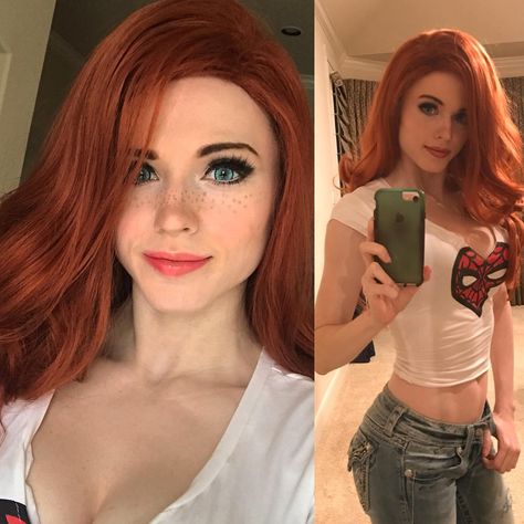 Character: Mary Jane Watson / From: MARVEL Comics 'The Amazing Spider-Man' / Cosplayer: Amouranth - Kaitlyn Siragusa (aka Amouranth - Kaitlyn Bezos) (2017) Mj Cosplay, Mary Jane Costume, Bunny Cosplay, J Scott Campbell, Red H, Jane Watson, Mary Jane Watson, Marvel Cosplay, Lara Croft