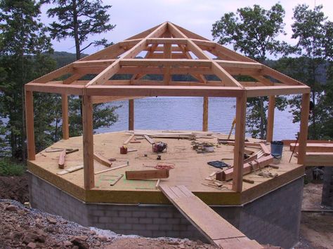 Octagon Cabins on Pinterest | Yurts, Octagon House and Cabin Timber Frame Pergola Plans, Outbuilding Ideas, Timber Frame Pergola, Round House Plans, Yurt Home, Octagon House, Gazebo Plans, Observation Tower, Wooden Pergola