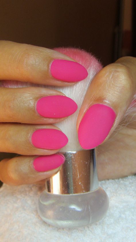 Pink matte nails Barbie Pink Matte Nails, Fuschia Matte Nails, Matte Pink Gel Nails, Hot Pink Matte Acrylic Nails, Neon Pink Matte Nails, Hot Pink Matte Nails Design, Mat Pink Nails, Matte Pink Nails With Design, Matte Dip Powder Nails