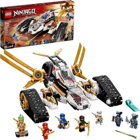 LEGO NINJAGO Ultra Sonic Raider (71739) is a unique 4-in-1 ninja vehicle that separates into a jet plane, a motorcycle toy and 2 all-terrain vehicles, so the fun never stops. Action-packed playset includes 7 minifigures: ninjas Kai, Cole, Zane, Jay and Zane Legacy to take on snake soldiers Rattla and Mezmo from season 1 of the NINJAGO TV series. Ninjago Toys, Lego Ninjago Minifigures, Ultra Sonic, Lego Disney Princess, Shop Lego, Toy Plane, Lego Builder, Buy Lego, Lego Building