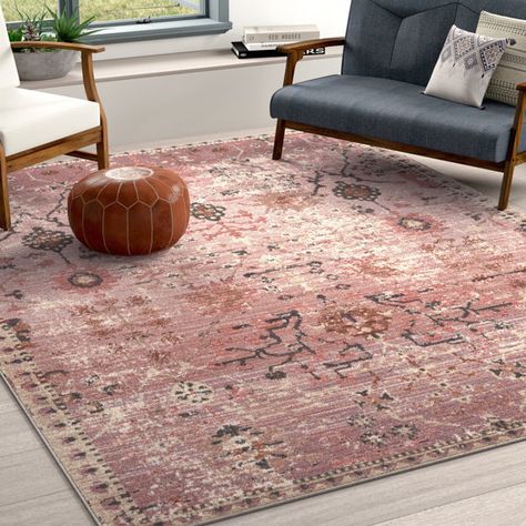 Mistana™ Camptown Floral Pink Indoor / Outdoor Area Rug & Reviews | Wayfair Mauve Living Room, Pink Boho Rug, Dining Rug, Burgundy Rugs, Southwestern Area Rugs, Pink Area Rug, Outdoor Area Rug, Indoor Outdoor Area Rugs, Brown Rug