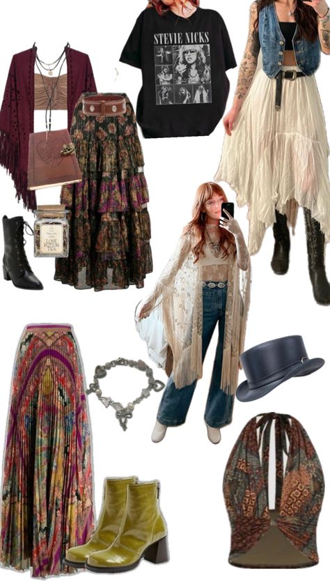 70s Inspired Fashion, Boho Outfit, Earthy Outfits, Estilo Hippie, Hippie Style Clothing, Boho Chic Outfits, Stevie Nicks, Hippie Outfits, Outfit Inspo Fall