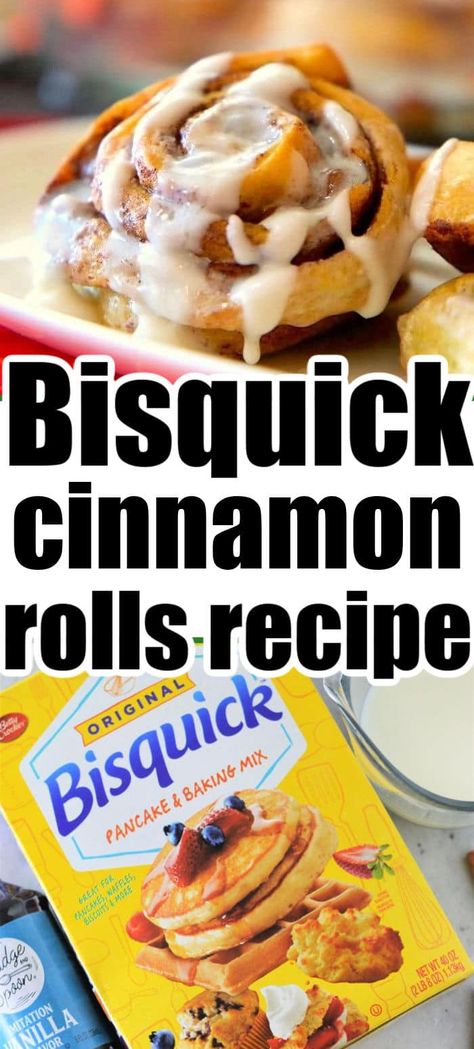 Bisquick cinnamon rolls are so easy. No yeast cinnamon rolls with no rising required either. Just mix dough, fill, slice, bake and frost.