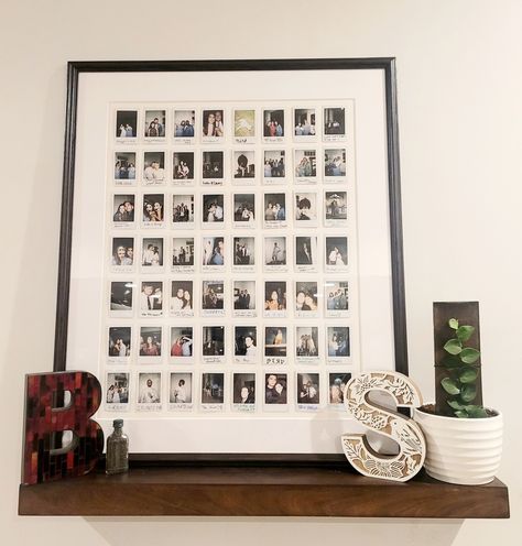 Polaroid Photobooth Wedding, Poloroid Frame Ideas, Poloroid Pictures Framed, Guest Book Photo Frame, Wedding Polaroid Frame, Poloroid Pictures Ideas Display Wall Art, Wedding Polaroid Station, Picture Frame Guest Book Wedding, Polaroid Pictures Display