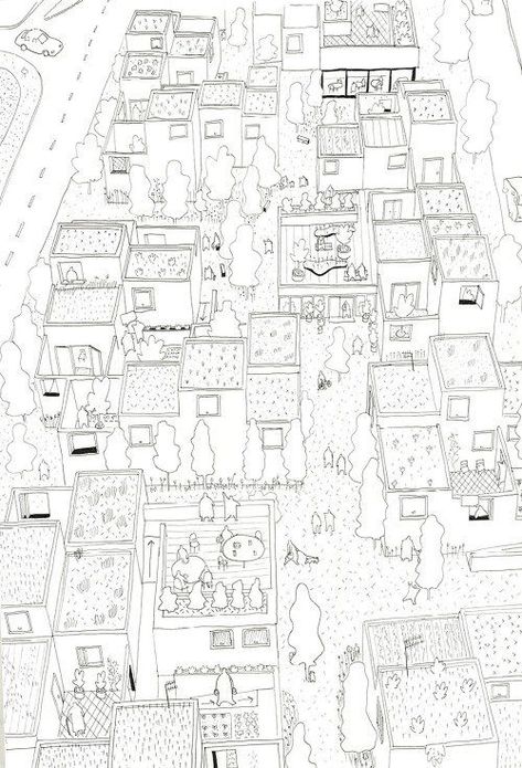 Elderly Housing, Jane Jacobs, Axonometric Drawing, Concept Diagram, Architecture Ideas, Architecture Graphics, Architecture Rendering, Diagram Architecture, Model Drawing