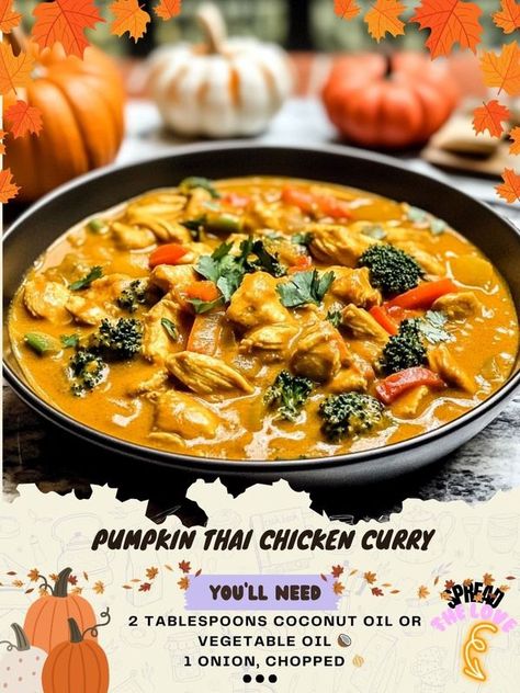 Nina's Kitchen Curry Pumpkin Soup, Curry Pumpkin, Thai Chicken Curry, Soup With Chicken, Curry Ingredients, Pumpkin Curry, Boneless Skinless Chicken Thighs, Thai Chicken, Skinless Chicken Thighs