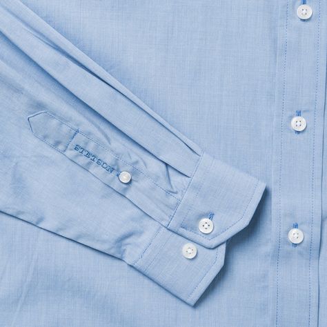 Blue Shirt Details Men's, Garment Photography, Shirts Detail, Mens Shirt Details, Shirt Branding, Cuff Embroidery, Yoke Shirt, F Men, Button Shirts Men