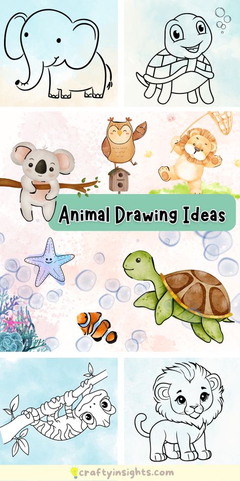 Embark on a visual safari with our collection of dynamic animal drawings, each meticulously crafted to inspire and captivate.  animal drawings | animal drawings sketchesanimal drawings easy | animal drawings sketches step by step | animal drawing ideas | animal drawing reference | animal drawing tutorial | animal drawings sketches simple | animal drawings sketches pencil Easy Cute Animal Drawings, Cute Owl Drawing Simple, Cartoon Animal Sketches, Animal Drawings Sketches Pencil, Easy Animal Drawings Sketches, Minimalist Drawing Ideas, Draw Simple Animals, Animal Drawings Sketches Simple, Baby Animals Drawings