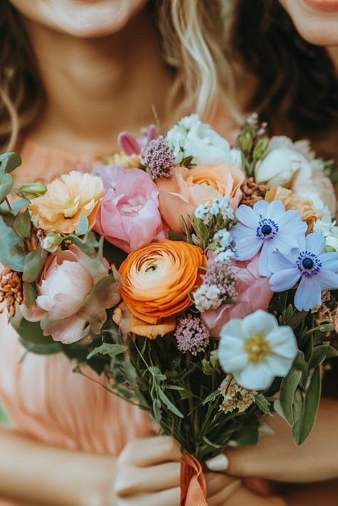 Colorful Spring Bridal Bouquet Joy in Full Bloom Spring Wedding Bouquet Ideas, Spring Bridal Bouquet, Wedding Bouquet Ideas, Colorful Wedding Bouquet, Bridal Bouquet Spring, Spring Wedding Bouquets, Spring Wedding Bouquet, Rose Bridal Bouquet, Bouquet Ideas