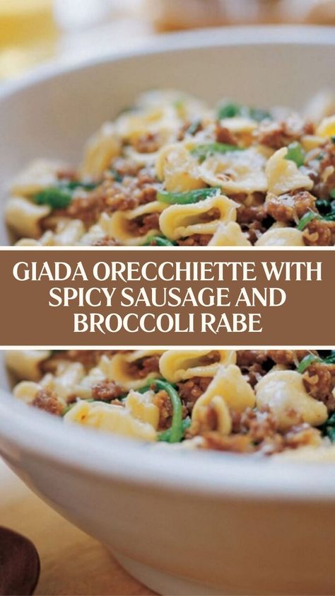 Giada Orecchiette With Spicy Sausage and Broccoli Rabe Pasta With Sausage And Broccoli Rabe, Hats And Broccoli Recipe, Orichette Pasta Sausage Broccoli, Orchiette With Sausage And Broccoli Rabe, Sausage Orecchiette Pasta, Sausage And Orecchiette Pasta, Orrechiette Recipes Italian Sausages, Sausage Broccoli Rabe Pasta, Orecchiette With Sausage And Broccoli