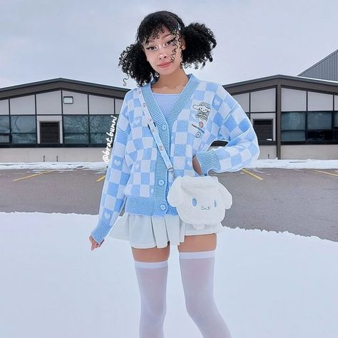 Cinnamon Roll Outfit, Sanrio Inspired Outfit, Sanrio Aesthetic Outfits, Aesthetic Kawaii Outfits, Cinnamoroll Outfit, Sanriocore Outfits, Sanrio Cosplay, Pastel Outfits Aesthetic, Pastel Streetwear