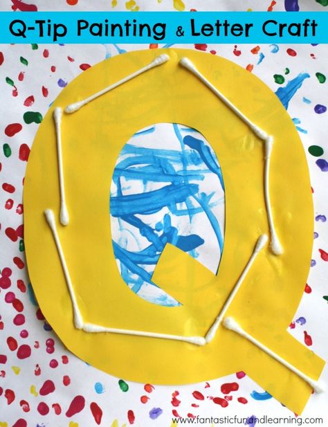 Q Craft, Letter Q Crafts, Preschool Letter Crafts, Abc Crafts, Q Tip Painting, Letter Craft, Social Skills For Kids, Abc Activities, Preschool Literacy