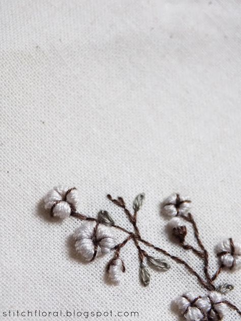 Hand embroidery cotton flower Cotton Flower Embroidery, Hand Stiching, Feminist Embroidery, Embroidery Spring, Flower Hand Embroidery, Botanical Embroidery, Miniature Embroidery, Felt Crafts Christmas, Cotton Flower