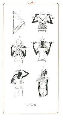 Tina Villa: How to tie a scarf - Hermes knotting cards (Part II) Scarf Techniques, Head Scarf Tutorial, Scarf Hermes, Tie A Scarf, Scarf Tutorial, Ways To Wear A Scarf, Head Scarves, Head Scarf Styles, Nice Hair