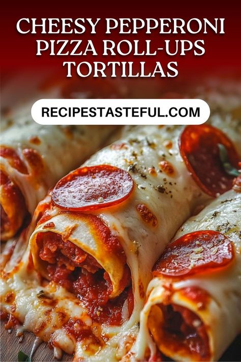 These Cheesy Pepperoni Pizza Roll-Ups are an easy, delicious snack or meal option that features gooey mozzarella cheese and savory pepperoni, all wrapped in low-carb tortillas. Perfect for a quick bite or a fun party appetizer! Gyro Wrap, Pepperoni Pizza Rolls, Pizza Roll Up, Pepperoni Rolls, Pizza Wraps, Tortilla Rolls, Tortilla Pizza, Roll Ups Tortilla, Low Carb Tortillas