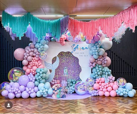 Ariel Backdrop, Mermaid Backdrop, Mermaid Birthday Party Decorations, Mermaid Theme Party, Birthday Party Theme Decorations, Mermaid Parties, Little Mermaid Birthday, Mermaid Decor, Mermaid Theme