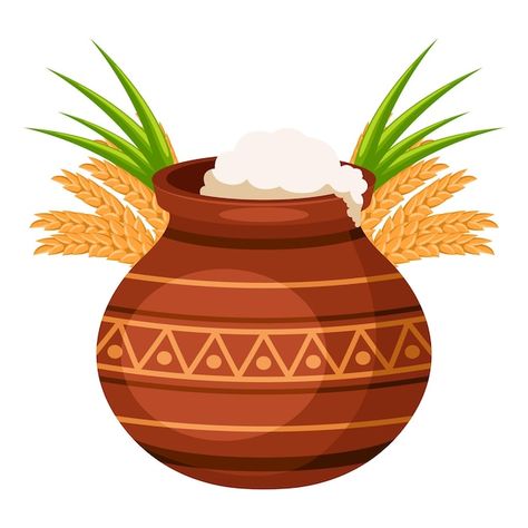 Traditional clay pot with rice sugarcane... | Premium Vector #Freepik #vector #happy-sankranti #sankranti #thai-pongal #pongal-poster Pongal Poster, Thai Pongal, Pongal Pot, Happy Sankranti, Happy Pongal, Celebration Card, Festival Celebration, Harvest Festival, Dec 25