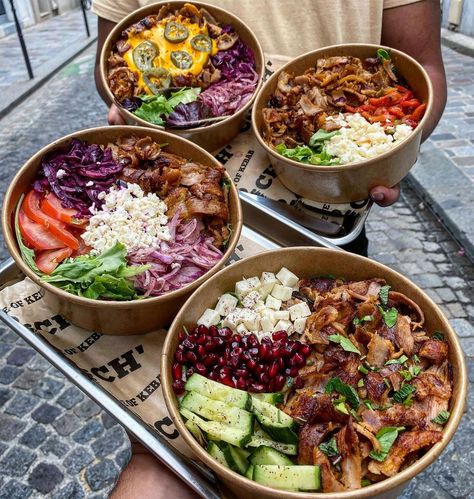 Salad Bowl Packaging, Healthy Business Ideas, Kebab Bowl, Rice Bowl Packaging, Shawarma Rice, Healthy Food Shop, Salad Packaging, Homemade Cookbook, Food Box Packaging