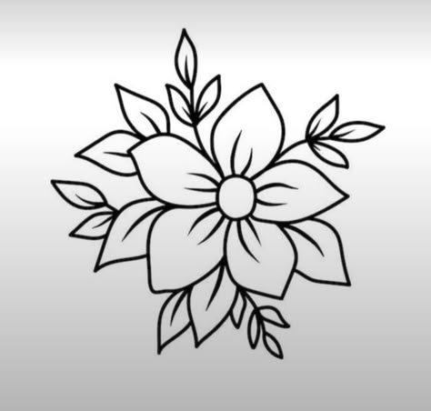 Santan Flower Drawing, Simple Doodles Flowers, Simple Tattoos Flower, Sgraffito Flowers, Flower Tracing, Flower Doodles Easy, Flower Design Drawing, Wolf Tattoo Traditional, Flower Templates Printable