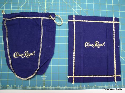 crown royal quilts pictures | taking these Crown Royal Bags and turning them into quilt blocks. Crown Royal Bag Quilt, Crown Royal Quilts, Crown Royal Diy, Crown Royal Crafts, Modern Crown, Crown Royal Quilt, Crown Royal Bags, Royal Pattern, Crown Crafts