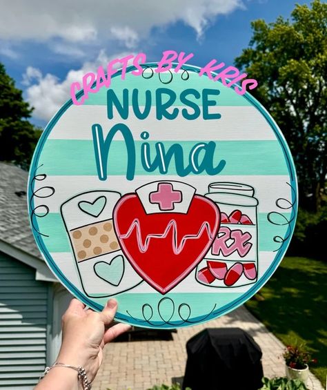 CraftsbyKrisH - Etsy School Nurse Appreciation Ideas, School Nurse Door Hanger, School Nurse Door Sign, Nurse Door Hanger, Nurse Door Sign, Doctor Sign, Nurse Door Hangers, School Nurse Appreciation, Round Door Hanger