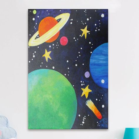 Astronaut Room, Space Week, Dark Painting, Planet Painting, Planet Colors, Outer Limits, Trippy Painting, Hippie Painting, Simple Canvas Paintings