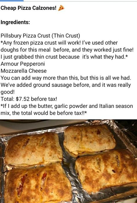 Cheap Pizza Calzones, Homemade Calzones With Pizza Dough, Pizza Calzones, Calzone Pizza, Ground Sausage, Frozen Pizza, Pizza Crust, Pizza Dough, Mozzarella Cheese