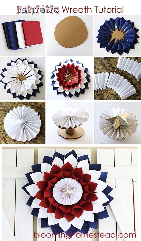 Diy Patriotic Wreath, 17. Mai, Patriotic Wreaths, 4th July Crafts, Fourth Of July Decor, Patriotic Crafts, Soyut Sanat Tabloları, 4th Of July Decorations, Patriotic Holidays