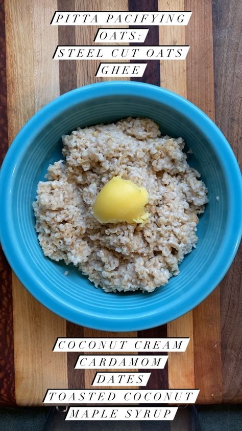 life.in360 on Instagram: Try this Ayurvedic breakfast with these Pitta Pacifying Oats! Do you tend towards hot, fast digestion? Do you find anger and irritability… Pitta Pacifying, Ayurvedic Breakfast, Pitta Dosha, Ayurvedic Recipes, Steel Cut Oats, Toasted Coconut, Coconut Cream, Ghee, Ayurveda