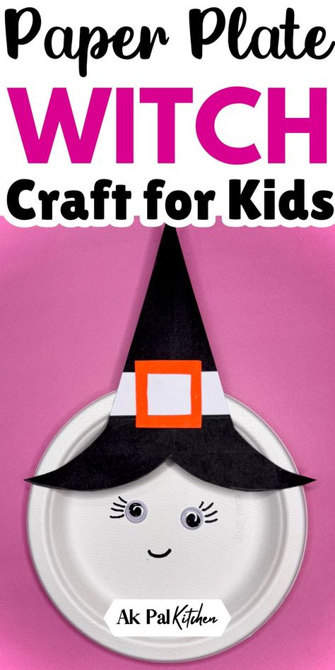 Paper plate witch craft is the perfect Halloween crafts for kids. Create a fun and easy witch face craft with just a few supplies. This DIY Halloween witch craft is great for preschoolers and toddlers, making it ideal for classrooms or at home. Use paper plates to make spooky decorations like witch hats, ghosts, or pumpkins. These simple paper plate Halloween crafts are not only creative but also budget-friendly. Get inspired with this fun witch craft idea and let kids enjoy a spooky session! Paper Plate Witch Craft, Witch Craft For Kids, Paper Plate Halloween, Diy Halloween Witch, Halloween Treats To Make, Fun Halloween Treats, Halloween Crafts Preschool, Easy Holidays Crafts, Homemade Halloween Decorations